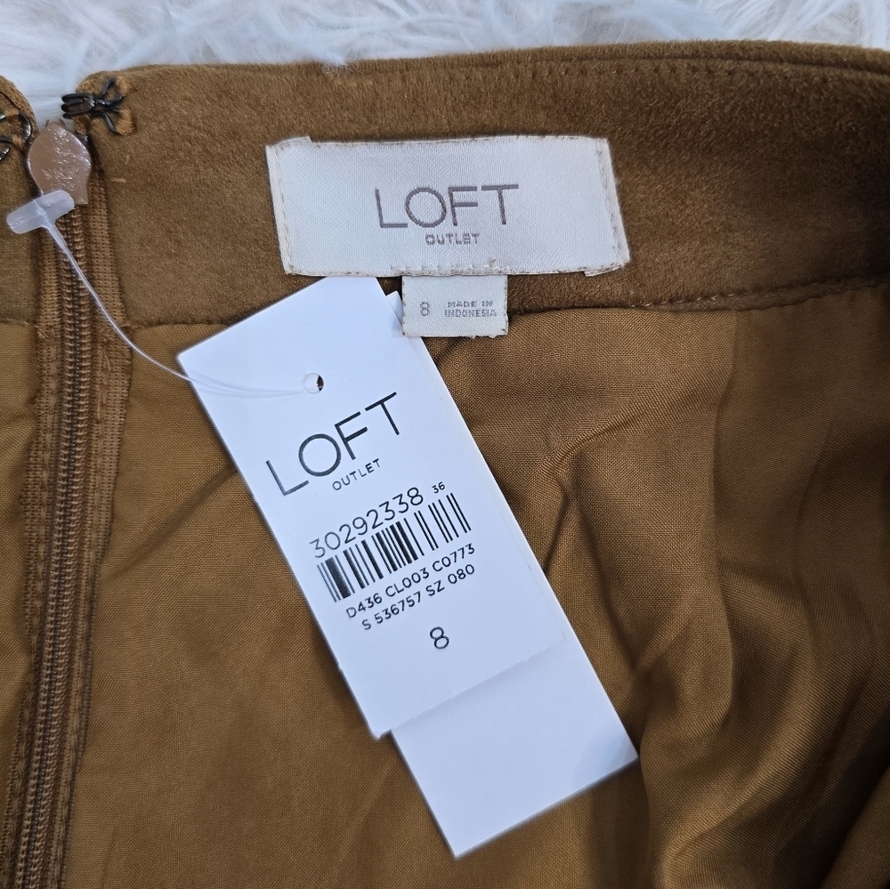 NWT Loft Tan Soft Shell Faux Suede Skirt Size 8 - Picture 5 of 8